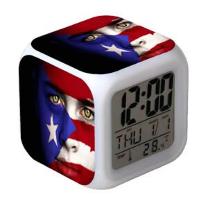 AC-434- 7 colors changed Digital Thermometer led cube alarm clock-七彩发光温度计小夜灯闹钟