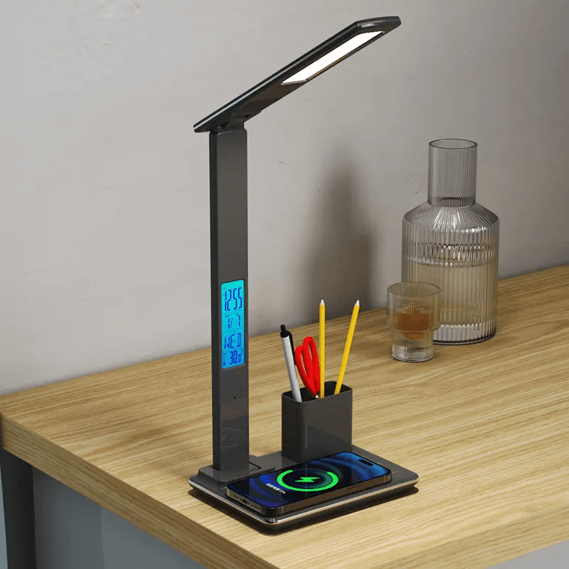 Lamp with Wireless Charger Calender and Alarm Clock